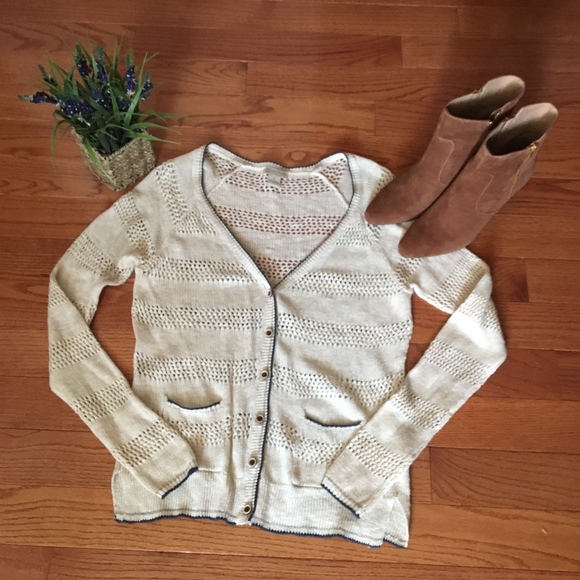 Lucky Brand Sweaters - Lucky Brand Cream Crochet Cardigan